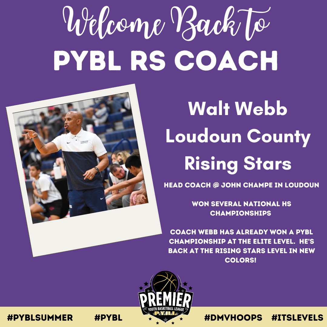 thepybl's tweet image. Welcome back coach Walt Webb! The Champe high school varsity head coach will be coaching the Loudoun rising stars team this summer. #pybl #summerisforpybl #itslevels