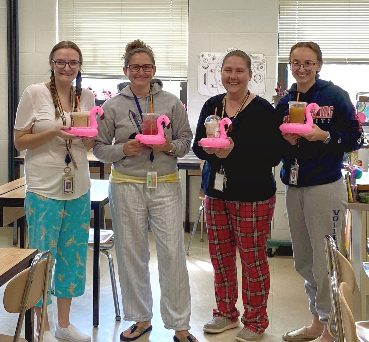Day #1 of #teacherappreciationweek at EYMS and not only did we get to wear PAJAMAS, but we got some cool coozies to put our coffee in! •
•
#eyms #EYKnightsLearn #EYedge #GD2BAK  #middleschool #middleschoolteacher #live2teach #specialeducationcrew #specialeducationteacher