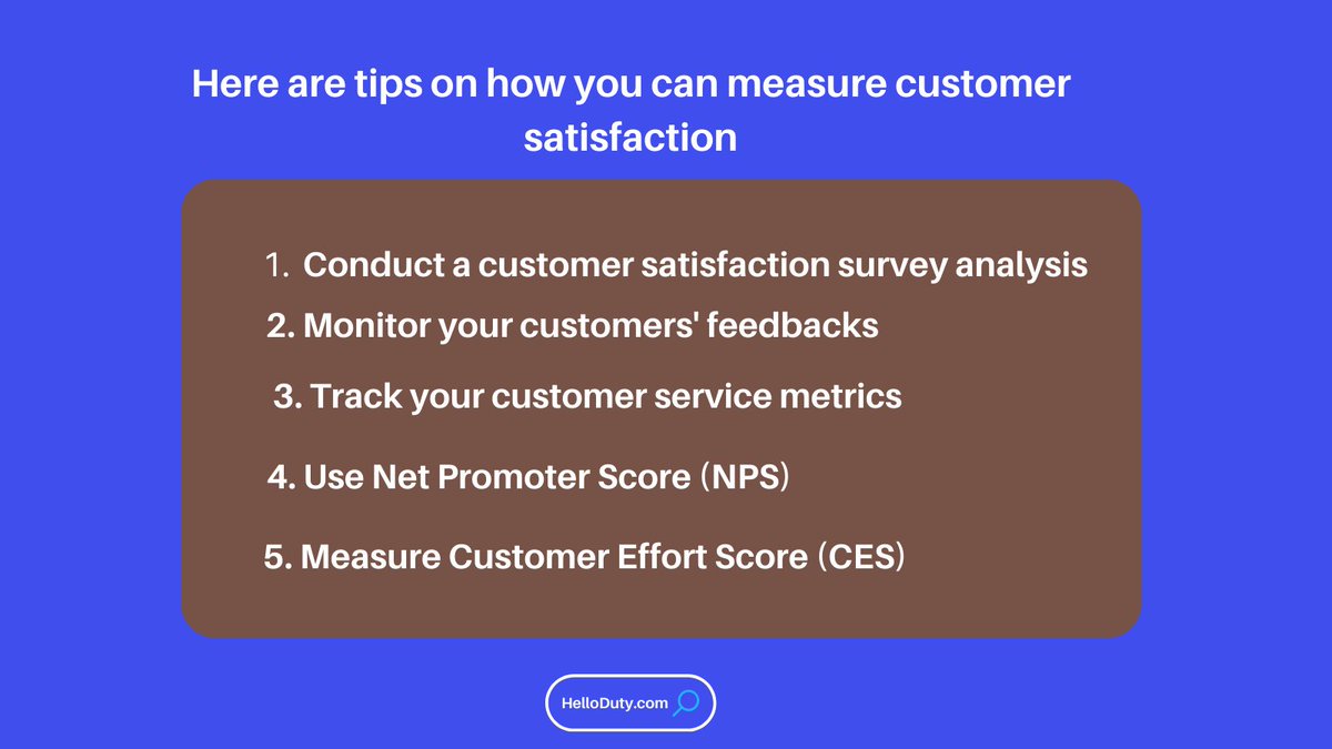 helloduty's tweet photo. Maximize #CustomerSatisfaction with tips that will help you measure and determine your customers' satisfaction level.
#CustomerService #CRM #CustomerExperience#CSAT https://t.co/nmruH0yOg6