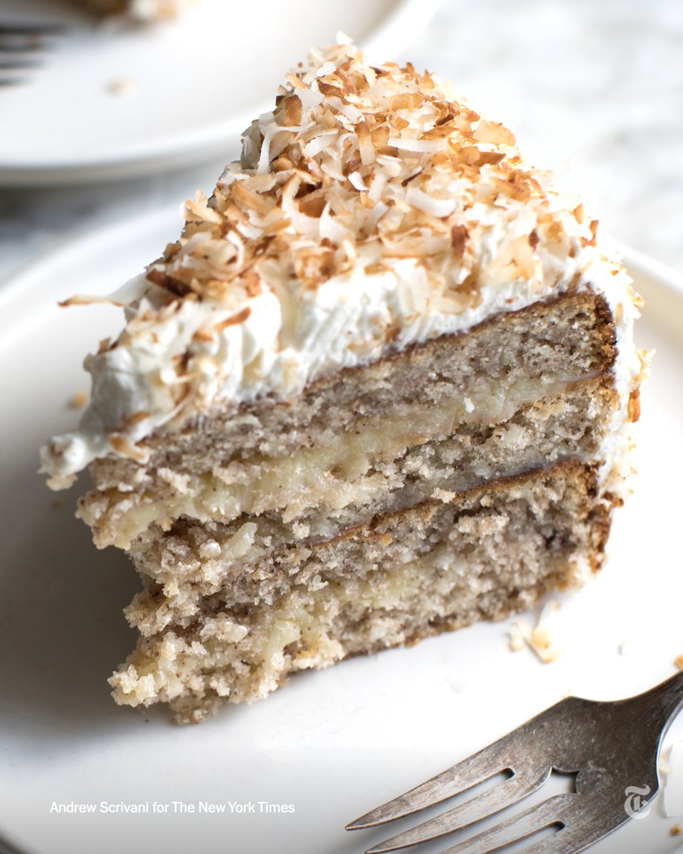 nytimes's tweet photo. "It is, in my opinion, the best cake I have ever put in my mouth." Listen to the comments and make this Coconut Pecan Cake. https://t.co/bQj1lATnAO https://t.co/HjKKA4drSk
