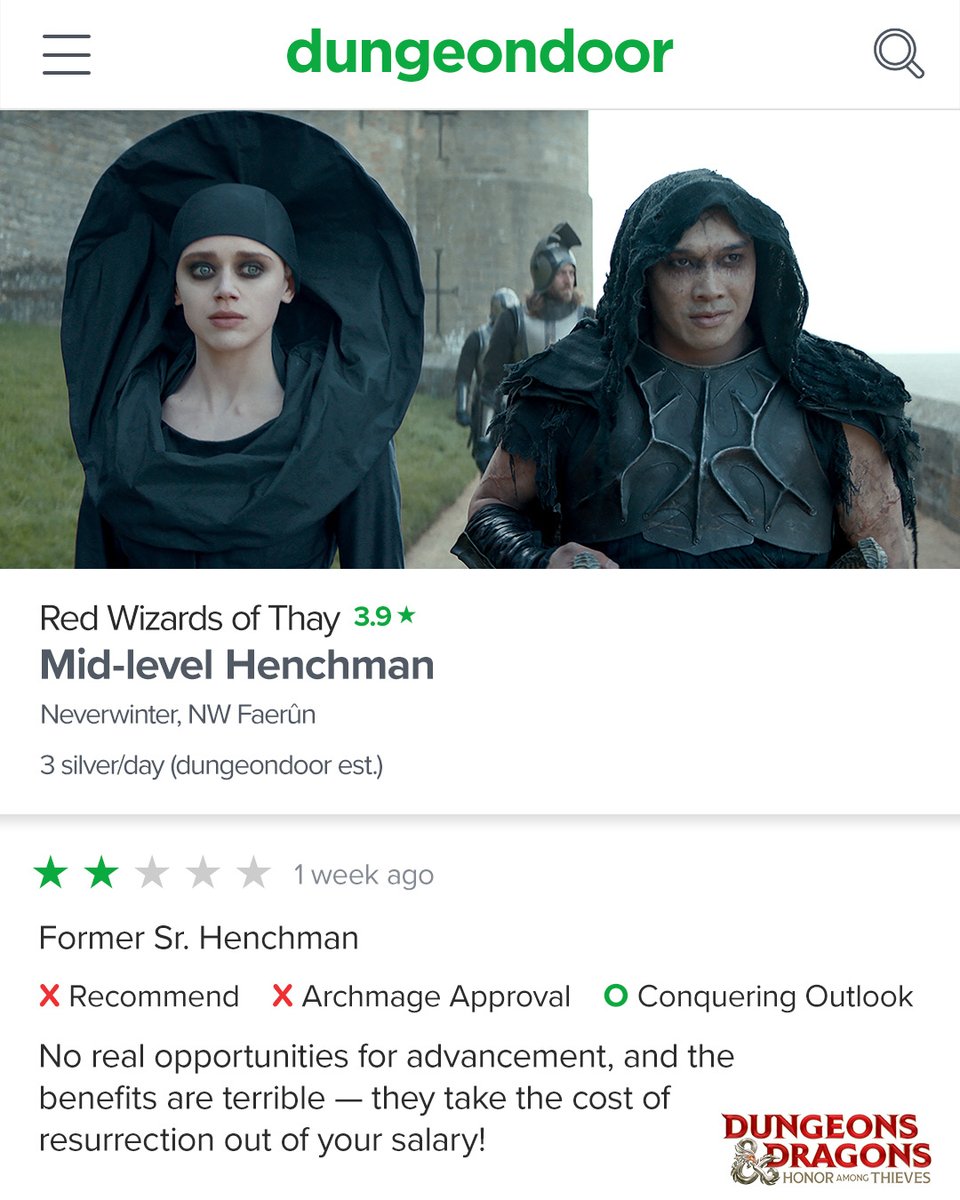 Two stars was generous, honestly. #NotSponsored Buy or Rent Dungeons &amp; Dragons: Honor Among Thieves on Digital: paramnt.us/HonorAmongThie…