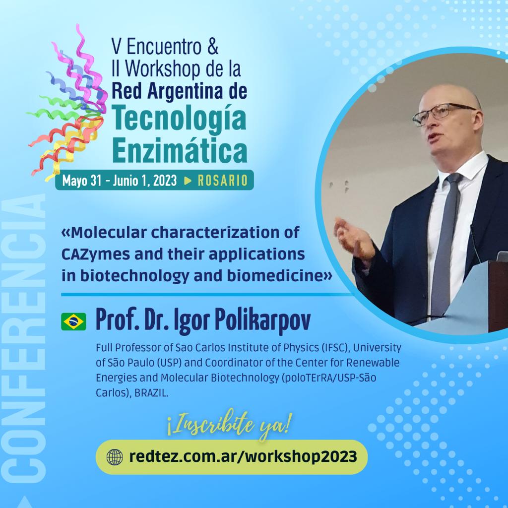 El Dr. Polikarpov llega desde Brazil a contarnos el uso de CAZymas en biotecnología y biomedicina. Cada vez más cerca el workshop presencial de RedTEz! #cazymes #hablemosdeenzimas