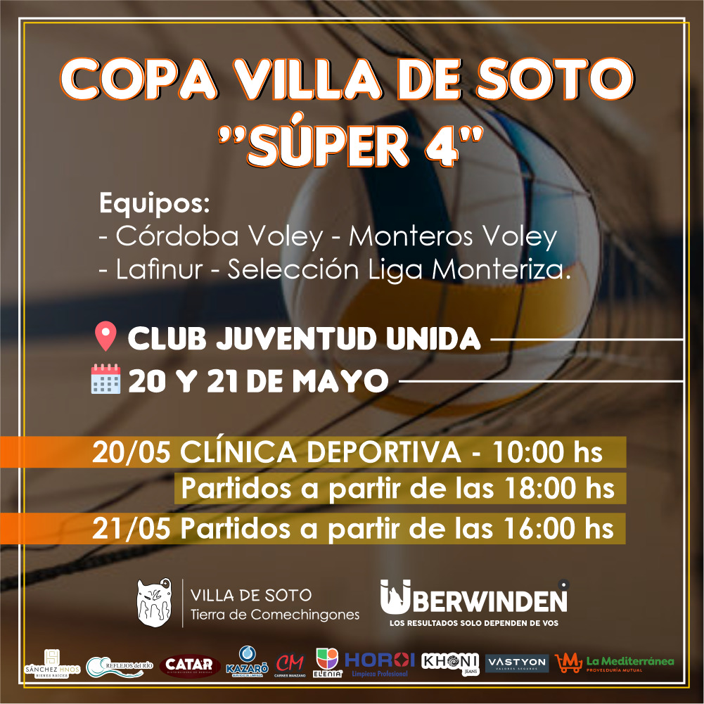 cordobavoleyok's tweet photo. Volvemos al ruedo 😀 en Villa de Soto, Córdoba.
🙌 Súper 4
🏆 Copa Villa de Soto 
🏐 @cordobavoleyok - @MonterosVoley 
🏐 Lafinur - Selección Liga Monteriza 
📍 Club Juventud Unida 
📆 20 y 21 de Mayo
🎫 Libre y Gratuito 

#MásDeporte #CordobaVoley #Voley #MonterosVoley https://t.co/FeQpq4qhWI