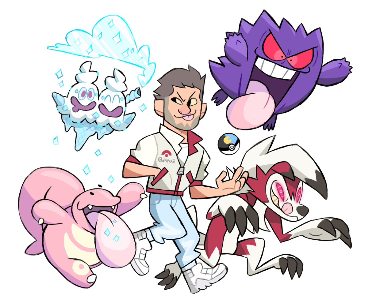 Gabo’s team is very tongue-in-cheek 😜

#wolf #werewolf #furry #pokemon #nintendo #gengar #lycanroc #characterdesign #illustration #art #digitalart #procreate #team #pokemonteam #trainer