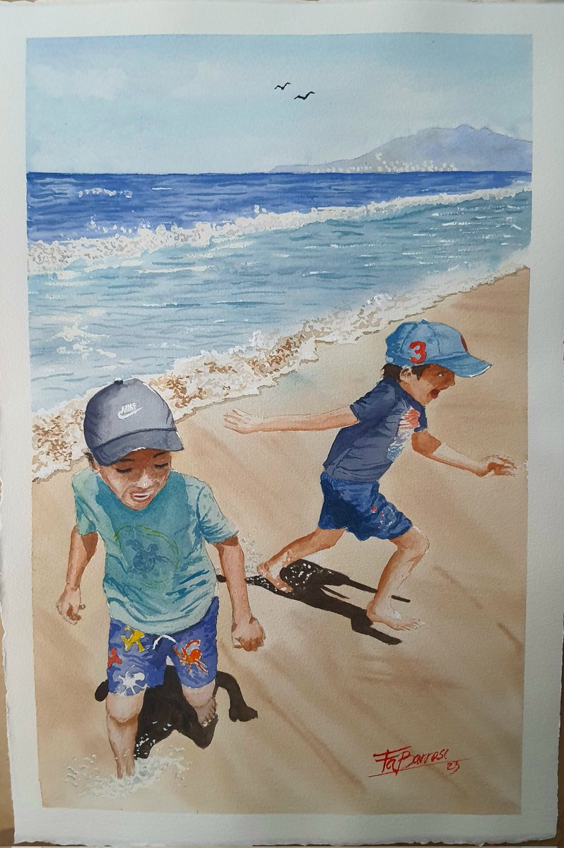 fdobarroso's tweet image. "Vacaciones" Acuarela transparente, papel Arches 300gr 22x15 in. #Watercolourpainting #watercolorart #watercolor #art