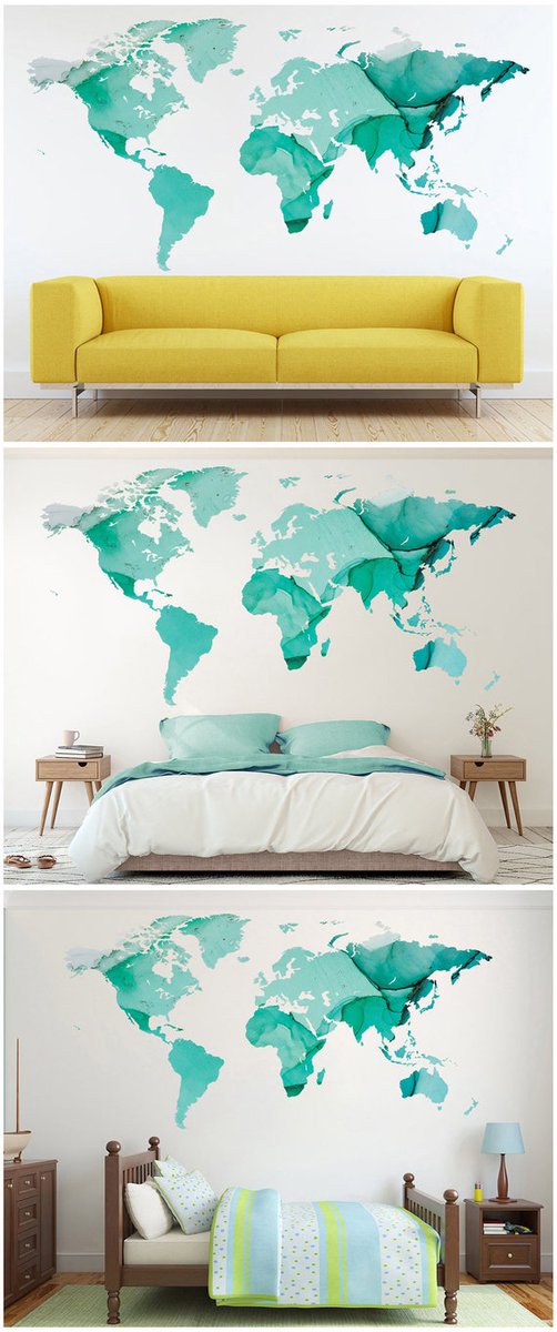 Abstract World Map Decal Map Wall Sticker Marble etsy.me/3B4lYK7 #decalwallprint #modernartprint #worldmapprint #worldmapdecal @etsymktgtool