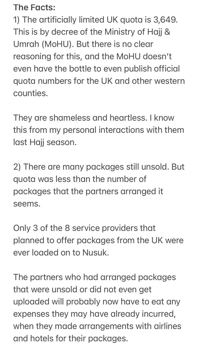 modilwar's tweet photo. Update on Hajj packages sold by @Hajj_nusuk on behalf of @HajMinistry and @saudiarabia

Please read below: https://t.co/5grMLwCMy8