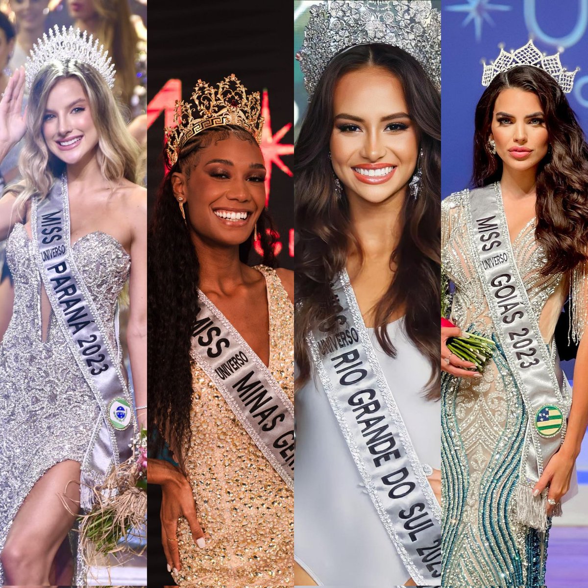 riywgama's tweet photo. por enquanto essas já são as 4 misses para o concurso nacional do miss universo brasil e desde já deixo a minha torcida para a @Mari_Brechane 👑❤️✨️ #mu2023 #missuniversobrasil https://t.co/oewBhv09LC