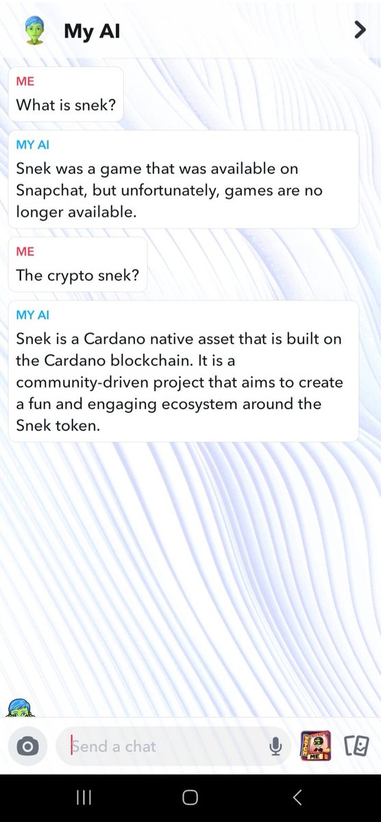 cartercryp10's tweet photo. Itssssss Alive!! @Snapchat 🐍🐍🐍 @snekcoinada $SNEK #SNEK #Cardano #ADA #NativeAsset #AI https://t.co/NmzuIaJeAk