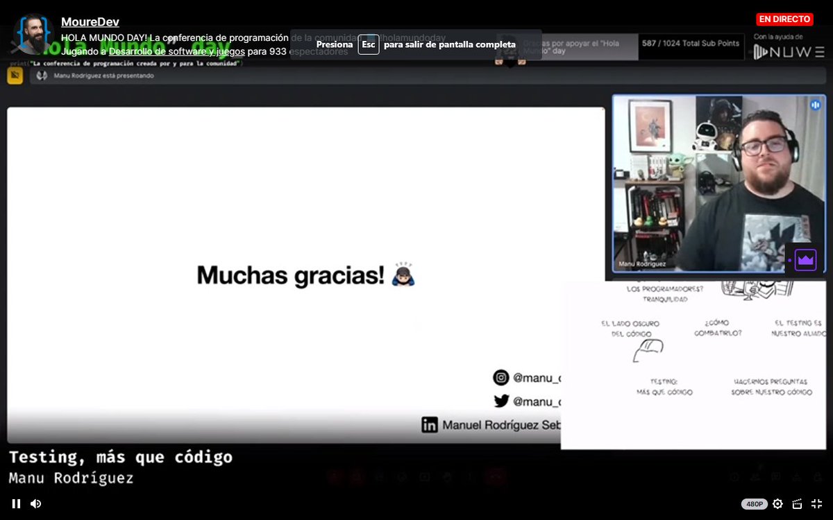 OscarRodasMo's tweet photo. Taller: Testing, más que código | Manu Rodríguez. Parte 3 Pasando a los Test mas allá del código.  muy pro #HolaMundoDay #Xcode #iOSTeam
@MoureDev https://t.co/wUNcg8JNZo