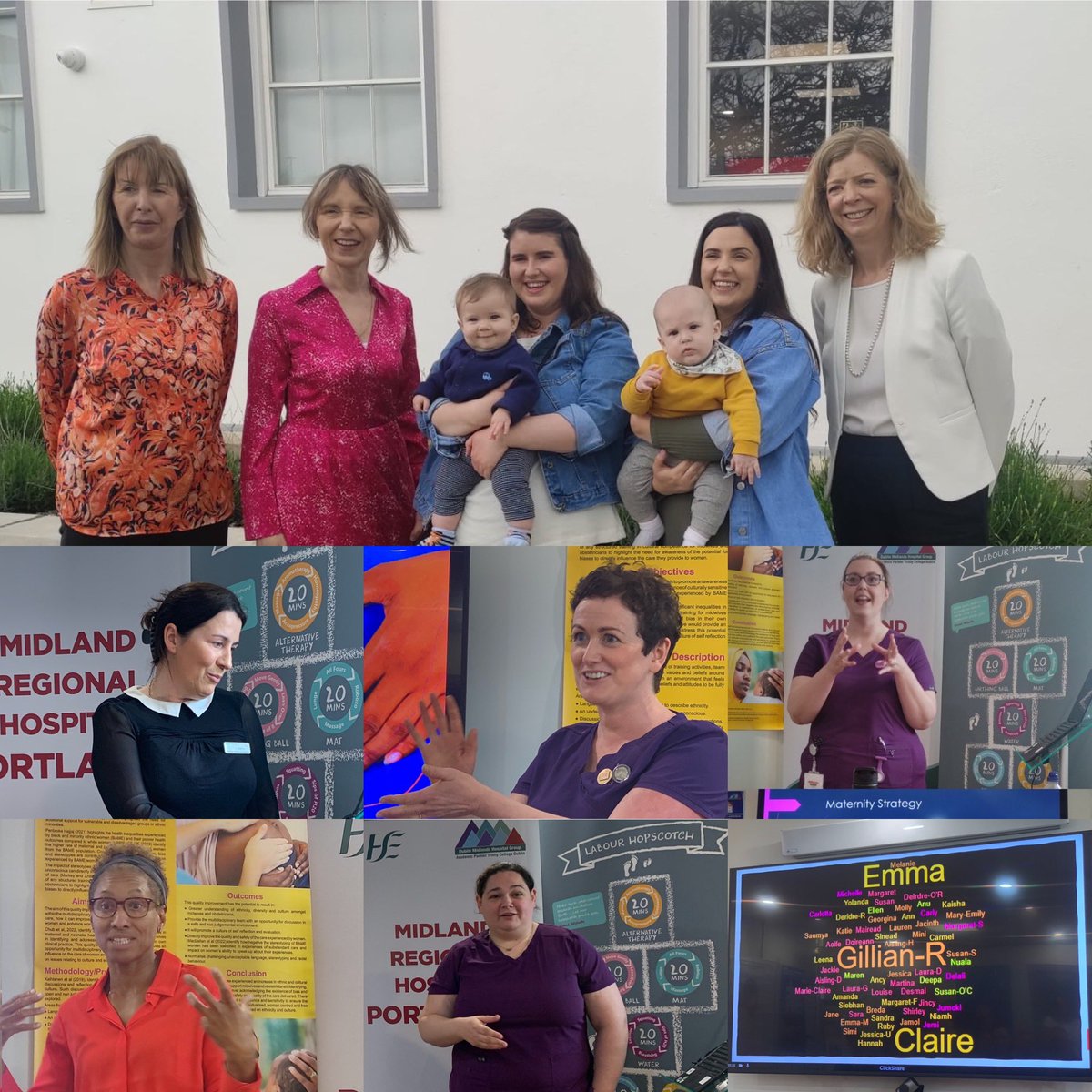 Celebrating #IDM2023 with Director of Midwifery Ita Kinsella, colleagues, mothers & beautiful babies in #MRHPortlaoise today. Superb presentations by passionate midwives who have huge pride in their work & a strong vision for midwifery led care in the midlands @DMHospitalGroup