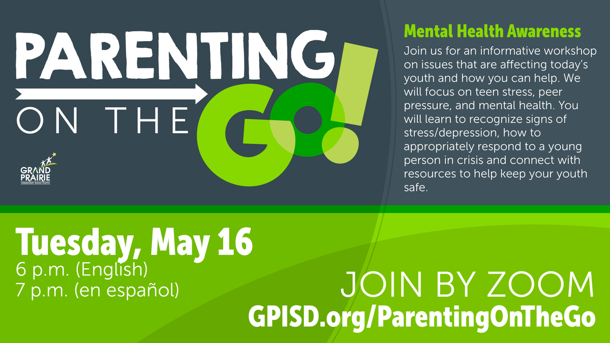 Join us for an informative workshop on issues that are affecting today's youth and how you can help. #gpisd <a href="/GpisdEngagement/">GPISD Family & Community Engagement</a>