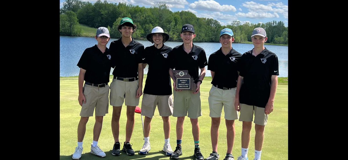 Introducing your 2023 Class 2 District 2 champions! The team qualified all 5 players into the state championship next week in Springfield! #cougargolf