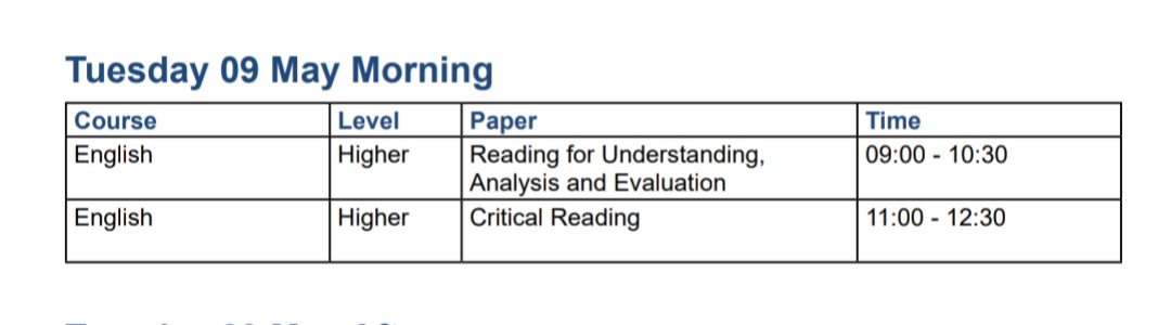 Time to set the books aside and get a good night's rest. See you tomorrow for the Higher English exam. You've got this!