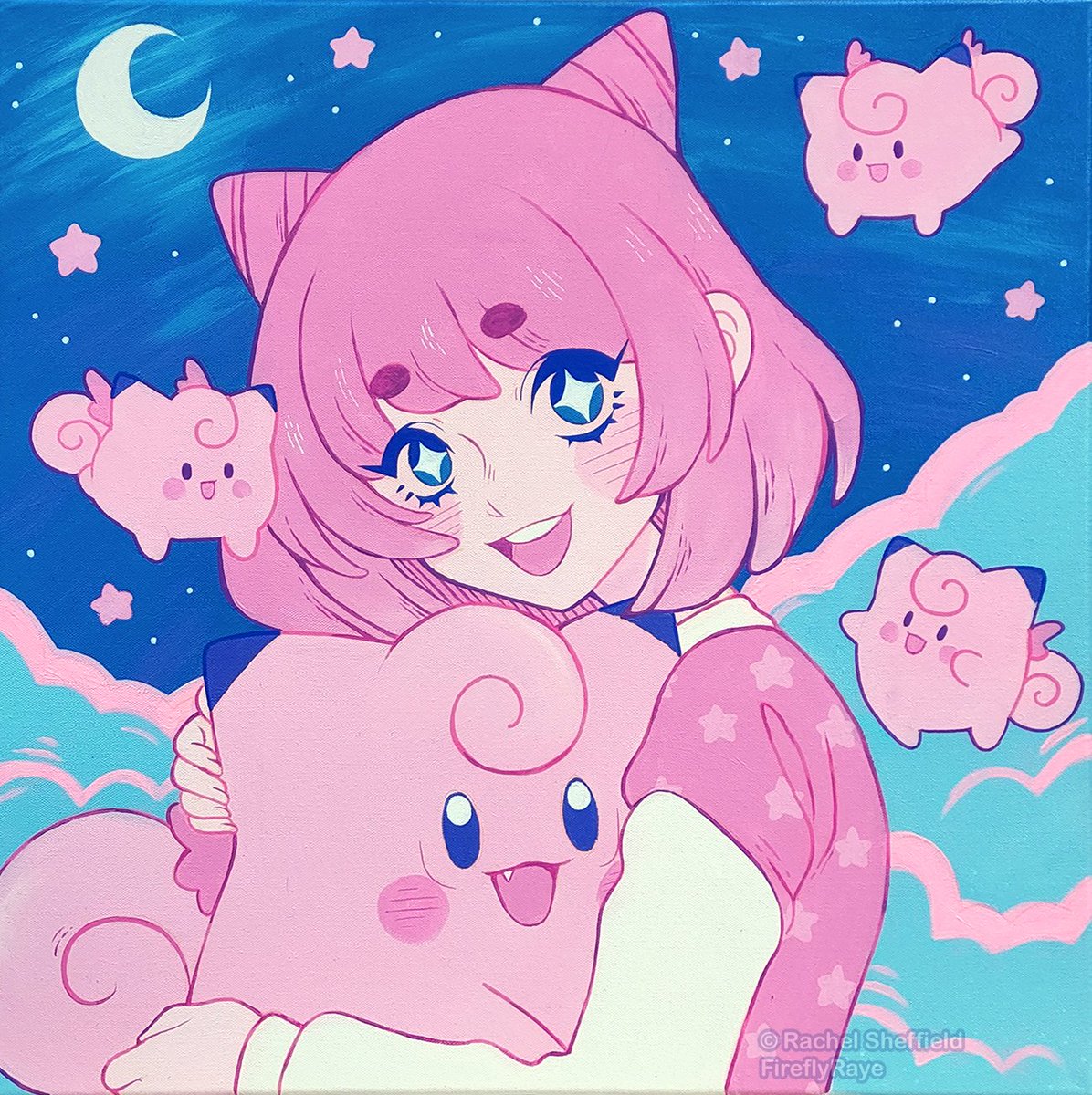 fireflyrayeart's tweet photo. can't believe I never  posted this! this was a piece I did for the art auction at Animazement 2022. going to do another painting similar to this for this year's art  auction 😊 https://t.co/5JE1cjajH8