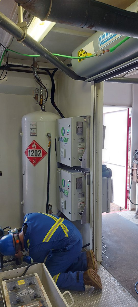 dynaCERT's tweet photo. A recent install on a generator powering a drilling rig for a large oil services company in Alberta.
#DYA #DYFSF #DMJ #dynacert #hydrogen #emissionsreduction #fuelsavings https://t.co/giEtAttfSX