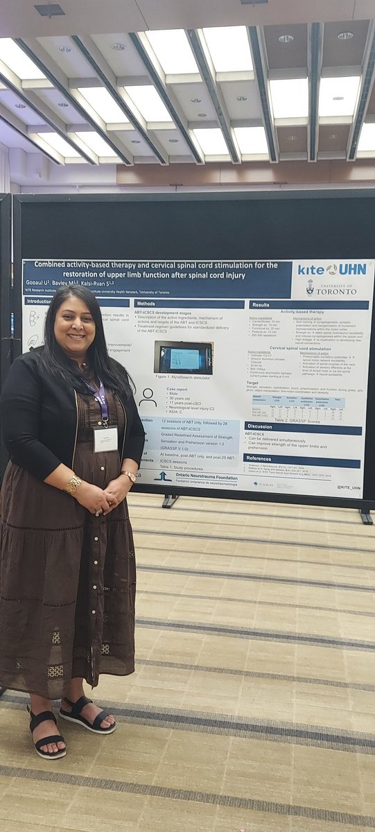 Sandhya (Urvashy) Gopaul (@drgopaulsandhya) on Twitter photo Very excited to present our poster on spinal cord stimulation for SCI at the #ICAIR2023 <a href="/KITE_UHN/">KITE Research Institute</a> Very excited to present our poster on spinal cord stimulation for SCI at the #ICAIR2023 <a href="/KITE_UHN/">KITE Research Institute</a>