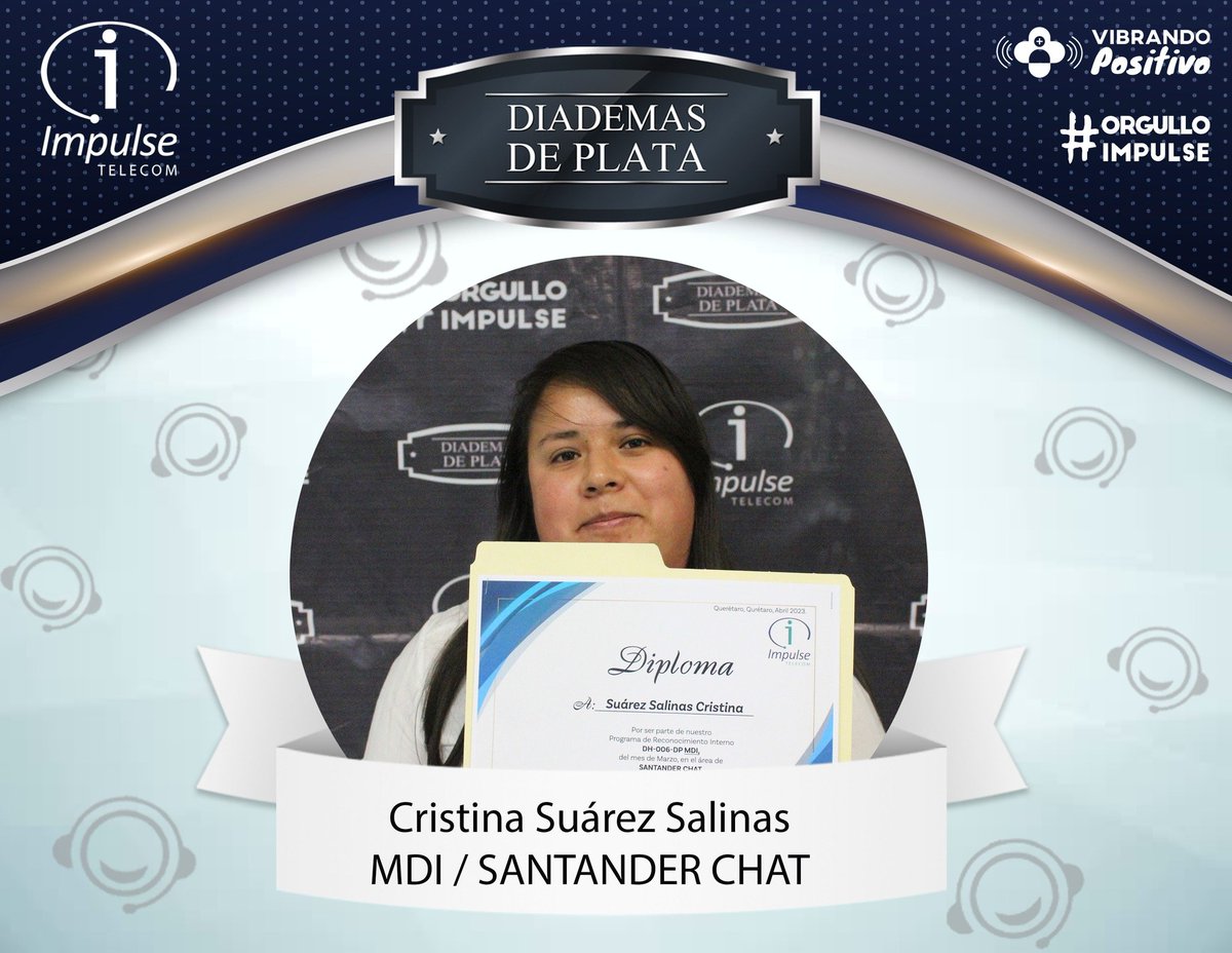 VacantesImpulse's tweet photo. Diademas de Plata, nuestro #OrgulloImpulse
Felicidades por su esfuerzo, dedicación, perseverancia y pasión por su trabajo. https://t.co/6V9yCq442W