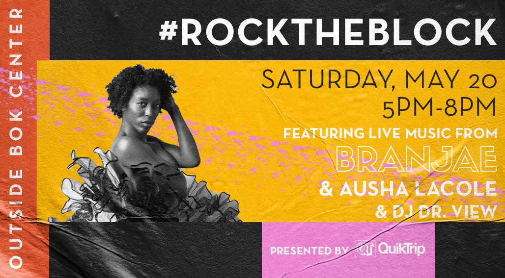 JUST ANNOUNCED: You’re invited to #ROCKTHEBLOCK with <a href="/QuikTrip/">QuikTrip</a> before Lizzo on 5/20. This FREE block party will take place outside BOK Center on 3rd &amp; Denver from 5-8PM.

Live music will begin at 5PM with DJ Dr. View, followed by <a href="/AushaLaCole/">Ausha LaCole</a>, and then <a href="/Branjaemusic/">BranjaeMusic</a>.