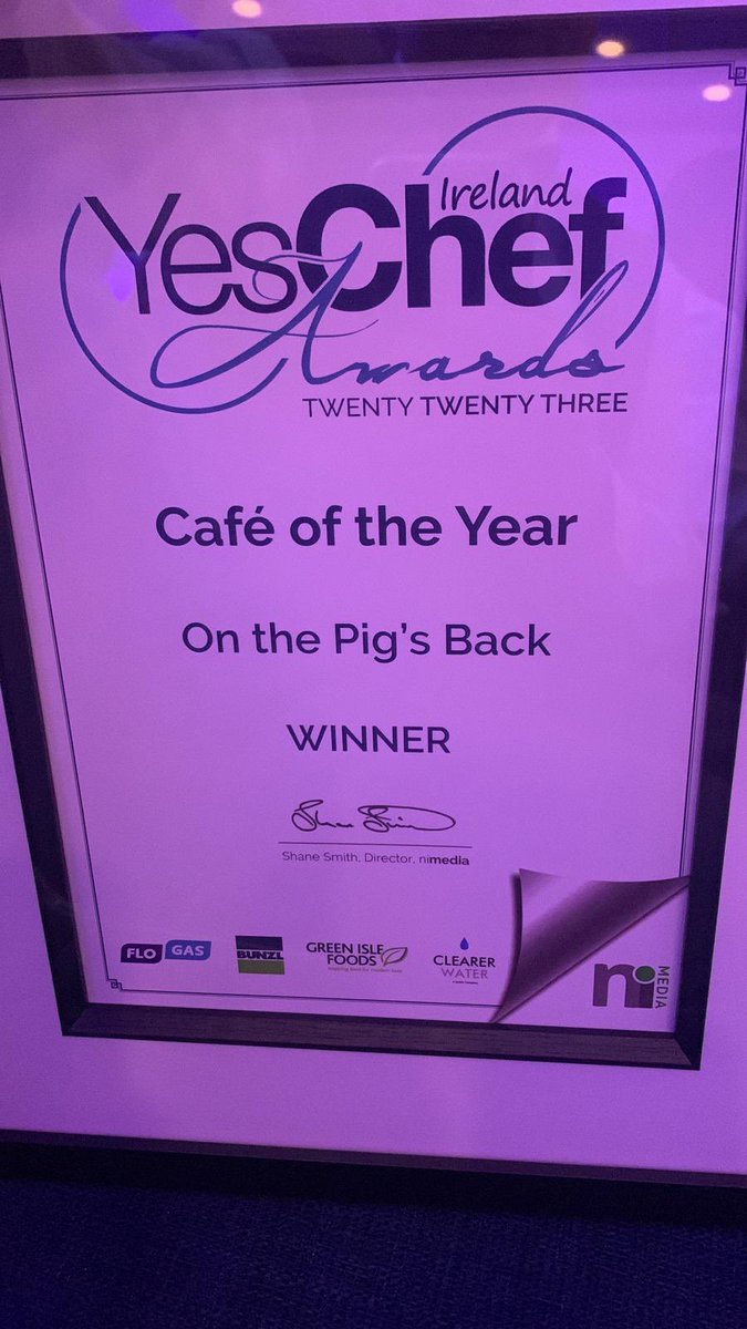 Last year we applied for the 1st time…. And we got <a href="/YesChef_IRL/">YesChef Ireland</a> Munster Cafe of the year…. And just now we got  #irishCafe of the Year!!! Si delighted! Thank you <a href="/PaulSigler2/">Paul Sigler</a> our fabulous chef, and @cyrilleValvi front of the house Manager and all the team <a href="/pigsbackcork/">On The Pigs Back</a> !!!