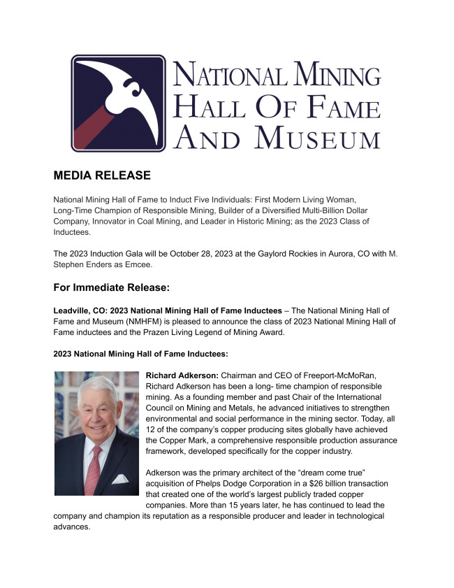 Mining Hall of Fame tweet media