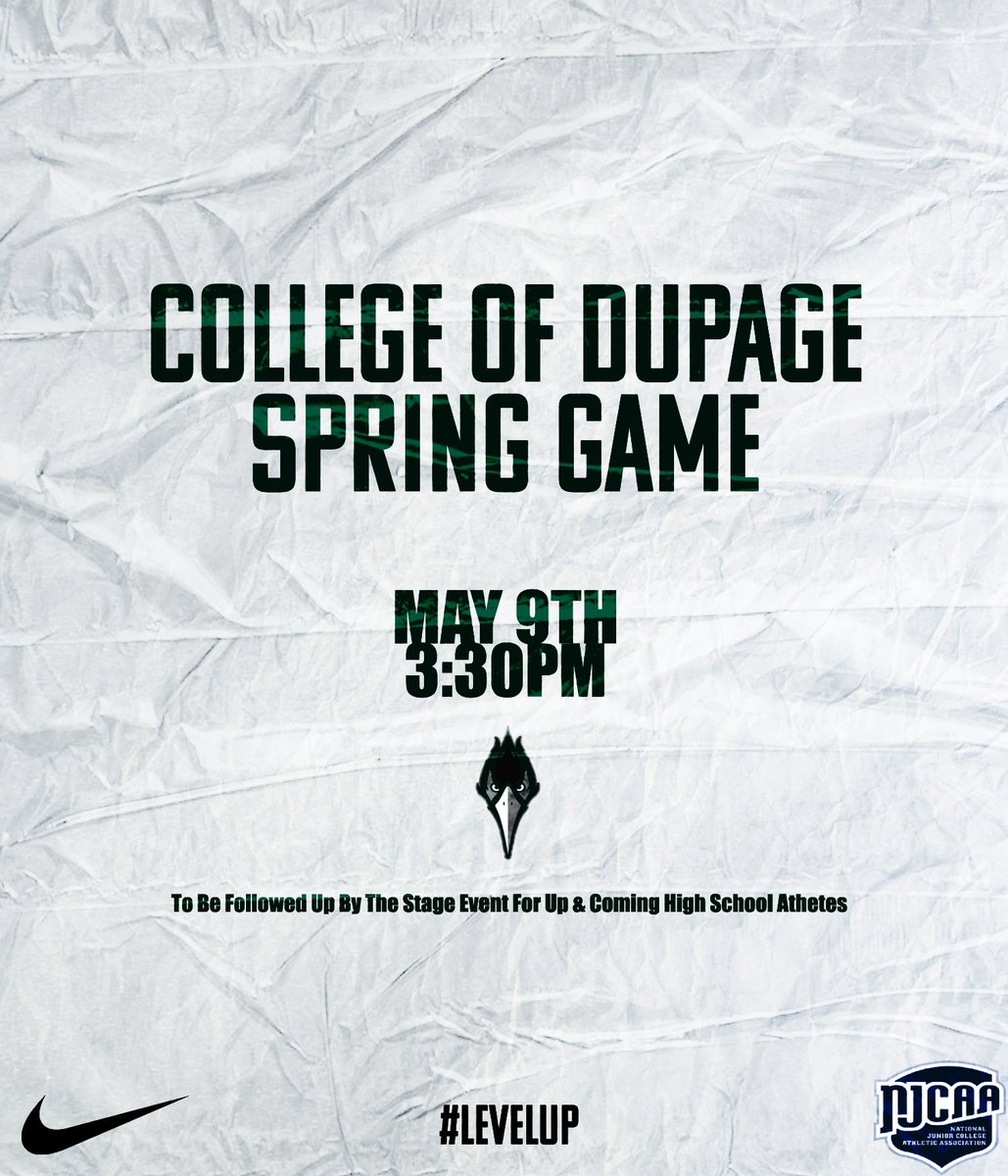 𝐒𝐩𝐫𝐢𝐧𝐠 𝐆𝐚𝐦𝐞 𝐎𝐧 𝐃𝐞𝐜𝐤 ‼️ 📅 Tuesday, May 9th ⏰ 3:30pm CT Open to the public, Illinois HS Coaches & all College Coaches. Come check out what we have here at the College of DuPage, you won't be disappointed! This will be a great atmosphere! #GoChaps | #LevelUp