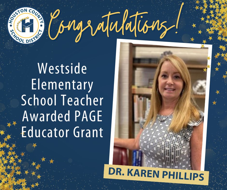 Dr. Karen Phillips, a teacher at Westside Elementary, received a 2023 Professional Association of Georgia Educators Educator Grant. With these funds, Dr. Phillips will enhance math instruction in grades 3–5 to increase fluency, understanding, &amp; application of math practices.