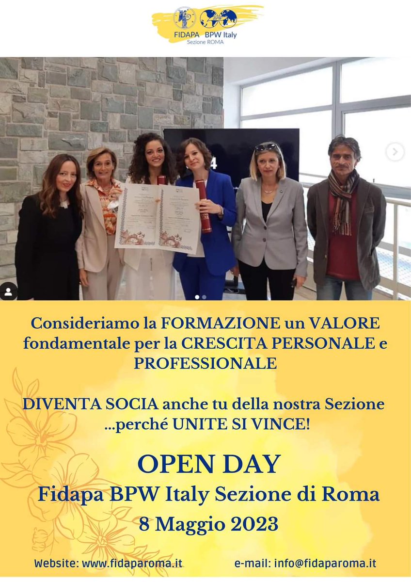 fidaparoma's tweet photo. 8 maggio: FIDAPA BPW Italy Open Day
@fidaparoma https://t.co/dgEatkNd64