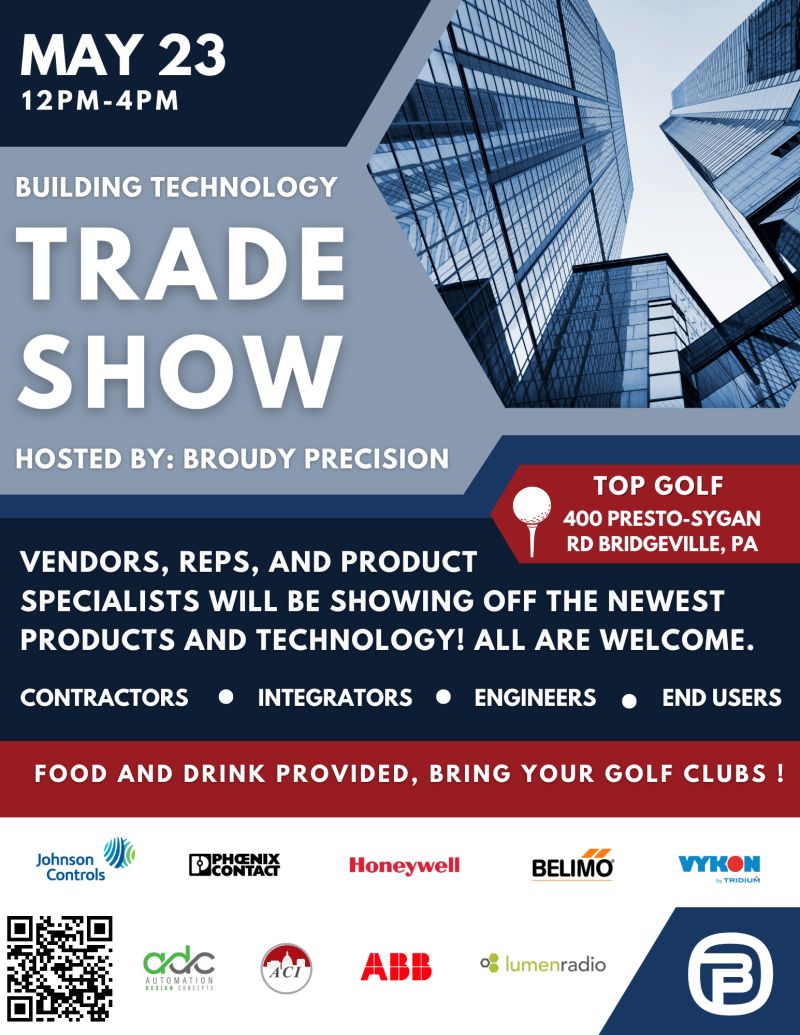 Get ready #Pittsburgh! We are bringing you an incredible Building Technology Trade Show, so come join the fun and learn all about what's new in building automation. 
.
RSVP: tranalli@broudyprecision.com
.
.

#pittsburghpa #pittsburghevents #buildingautomation #tradeshows
