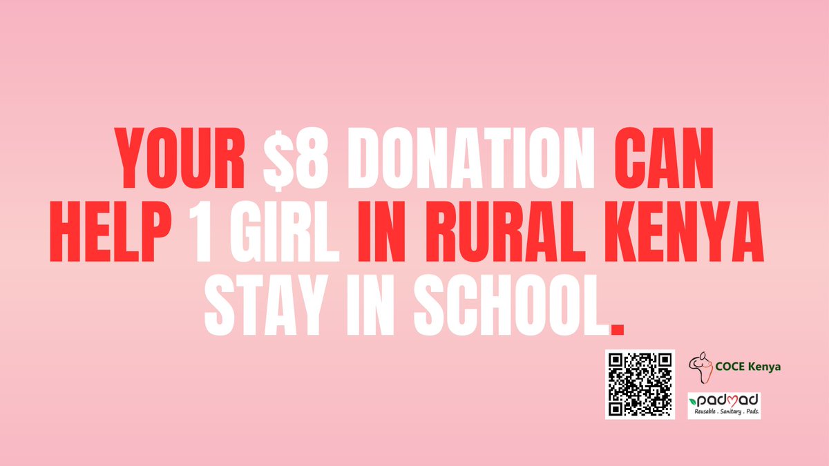 Period poverty is a leading cause of girls in Kenya leaving school. With only $8 we can buy a #reusablepad kit and ensure 1 girl can stay in school for 2-5 years Please go to our #LinkInBio to donate & help #EndPeriodPoverty!