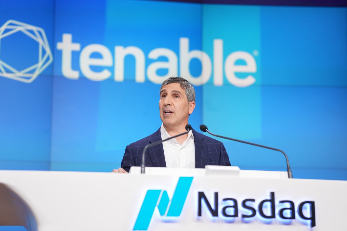 NasdaqExchange's tweet photo. Welcoming @TenableSecurity, the Exposure Management company, to MarketSite in celebration of 5️⃣ years #NasdaqListed. 🛎️

The $TENB platform approach to preventive cybersecurity enables organizations to easily translate technical asset, vulnerability and threat data into business insights and actionable intelligence.