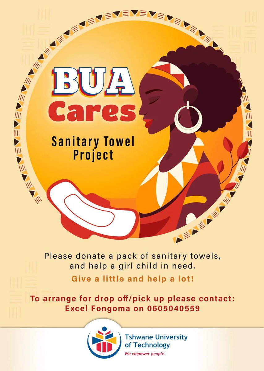 Bua_News's tweet image. Hey TUT Fam!
Please assist BUA Student Newspaper for Our Second Community outreach,for 2023.

#pad
#paddrive
#BUAcares