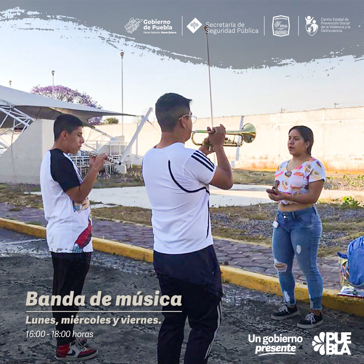 CECSNSPue's tweet photo. #HagámosloJuntos | Si tienes talento para la música ¡forma parte de nuestra banda! 🎺🎷🥁 Te esperamos en el #CIPPC Bosques de San Sebastián.
📍 Blvrd del Gasoducto # 2, Bosques de San Sebastián, 72310 Puebla, Pue.
#PrevenciónParaPuebla https://t.co/qfZJXaodJd