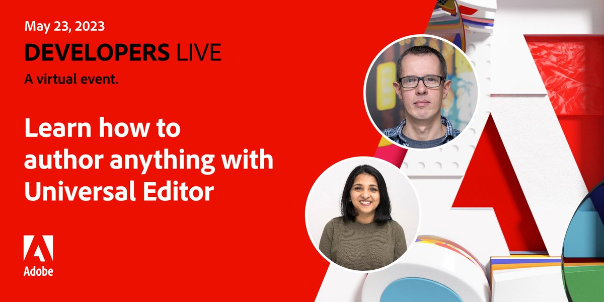 🌐 Improve your authoring experience with Universal Editor in Artur Kudlacz &amp; Sharanya Vinod's session and integrate AEM Assets with other applications at Adobe Developers Live. Don't miss out on these informative sessions: adobe.ly/3APnUpG

#AdobeDevelopers #webdev #AEM