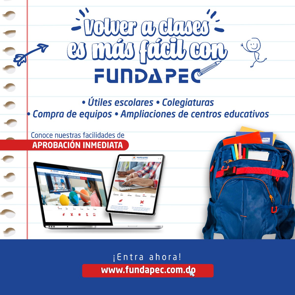 elnuevodiariord's tweet photo. Para @FundapecRD tu futuro es importante. ¡Entra a @FundapecRD y conoce sus facilidades!
#Fundapec #micréditoeducativo #educación #Universidad #Maestría #Doctorado https://t.co/29k53bQ1UE