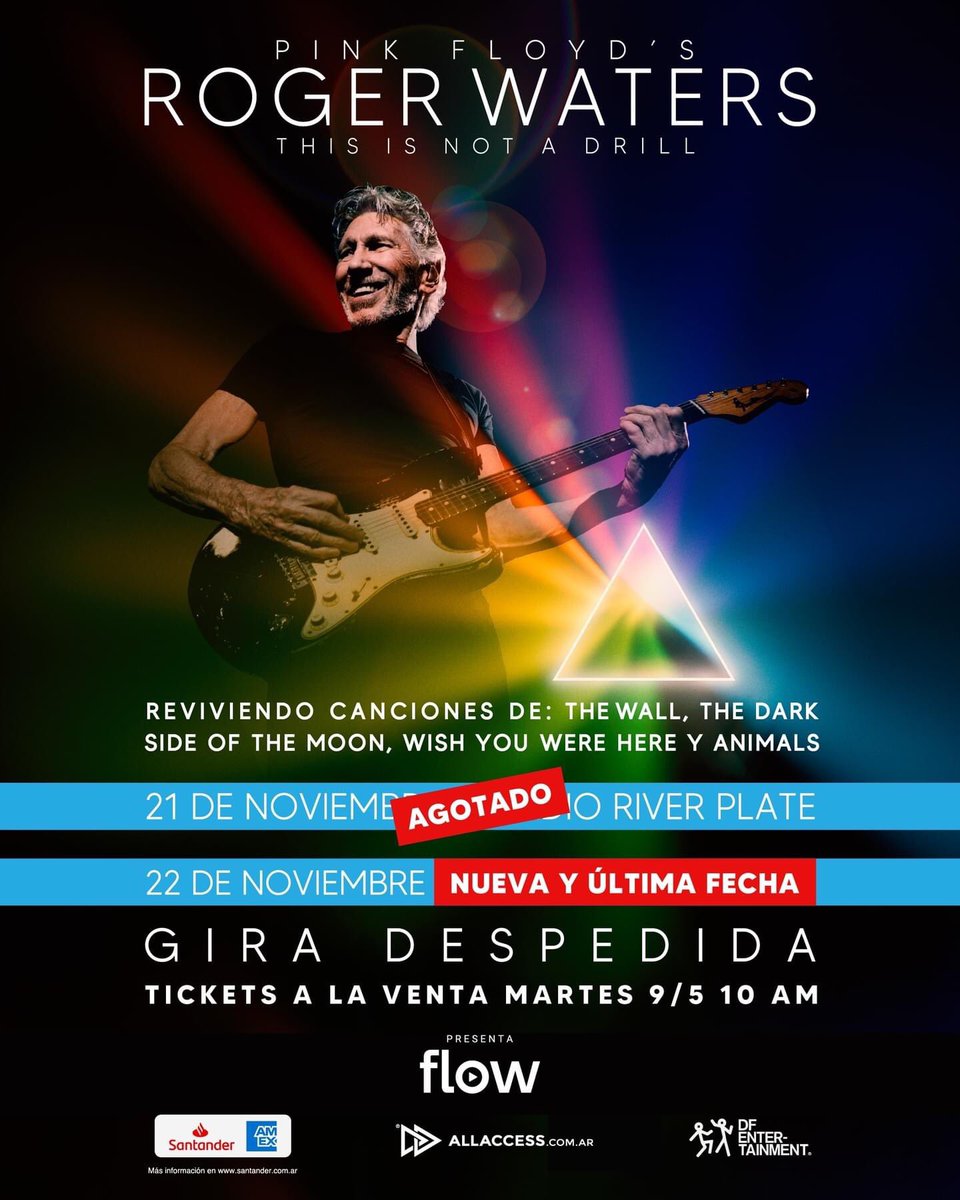 jvcmaximo's tweet photo. Roger Waters agotó la primera fecha en Buenos Aires en solo unas horas. Nueva y última fecha en Argentina 22/11. Entradas a la venta 9/5 a las 10 am por AllAccess #recitales #RogerWaters #argentina #dfentertainment #thisisnotadrill https://t.co/gbLptcWc4G