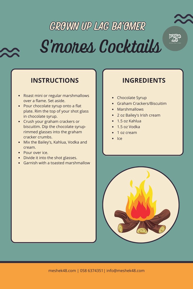 meshek48's tweet photo. Lag BaOmer? Try this S'mores Cocktail or this Fork Bonfire craft project. Seems a little more subdued than small bonfires everywhere. https://t.co/IHiOEMMrCn