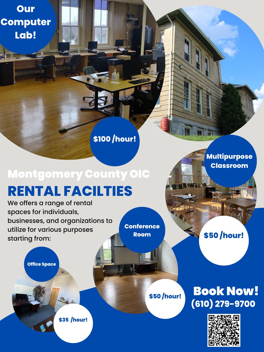 Looking for a professional, fully-equipped rental space for your next meeting, training session or workspace? Look no further! We are offering a variety of options including computer labs, conference rooms, and more!
Register here: form.jotform.com/231165207875054
