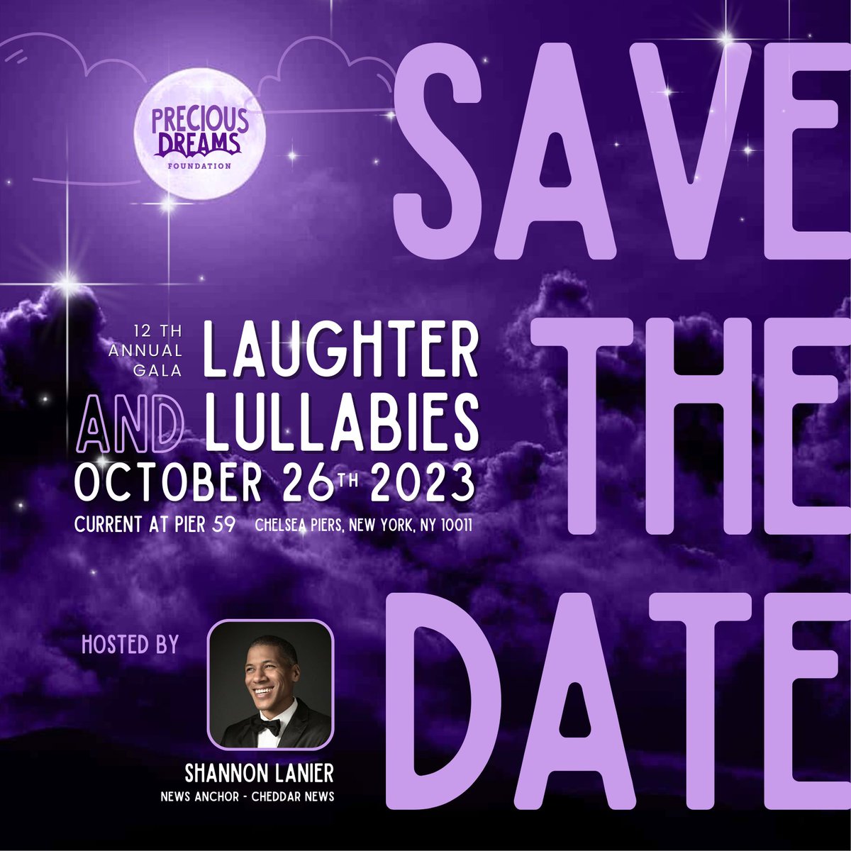 PreciousDreams_'s tweet photo. 🎉 Save the date! Join us this fall for an unforgettable night of laughter and lullabies at the 12th Annual Gala in NYC. We're thrilled to announce that Shannon Lanier, News Anchor at @Cheddar will be hosting the evening. #PreciousDreamsGala #SaveTheDate 
 #LullabiesAndLaughter https://t.co/SgTRr5Rnrr