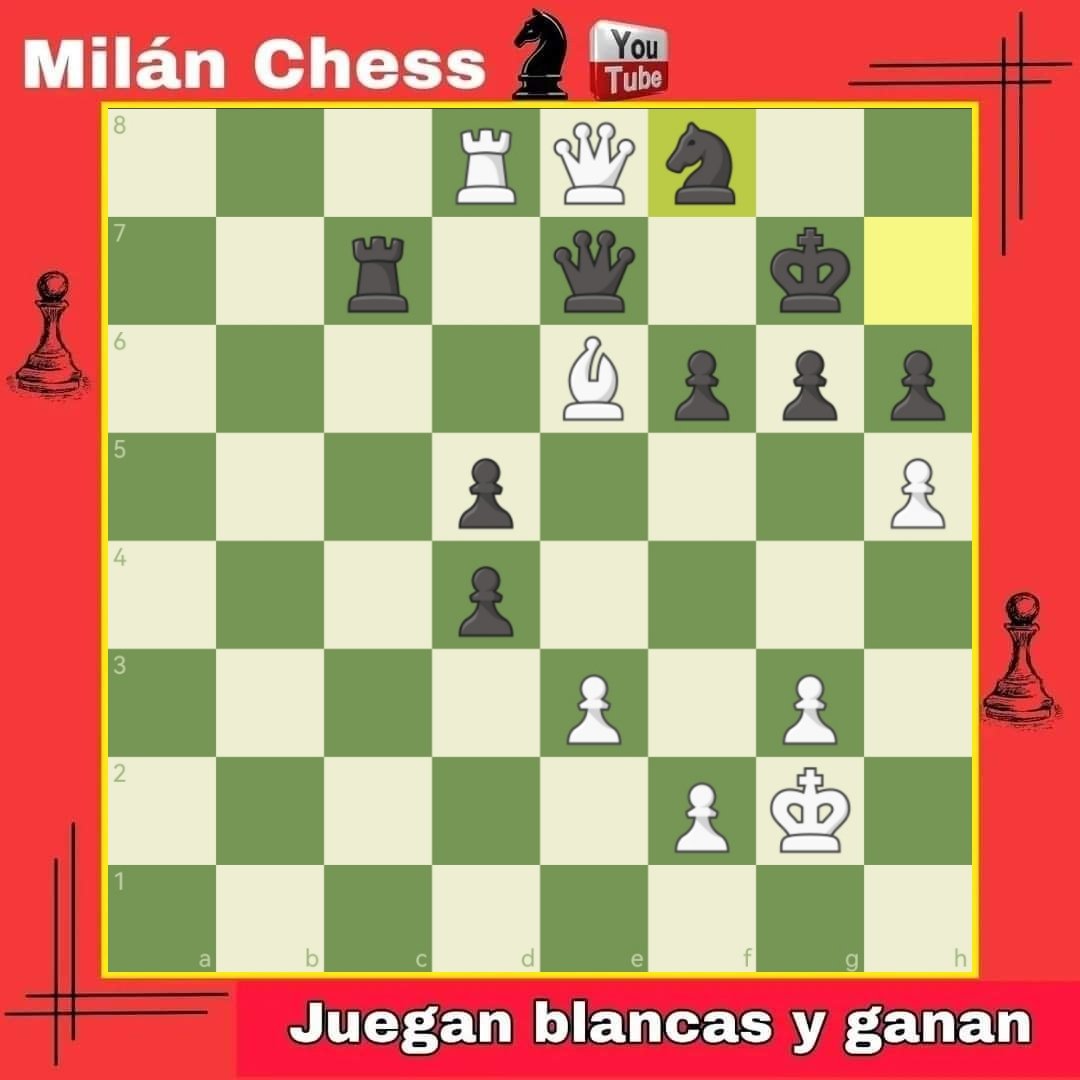 ChessMilan's tweet photo. Problema del día 🤔♟️. 
Juegan blancas y ganan... 
Encuentra la mejor jugada para forzar mate en 3 o hacer que el rival abandone ⚔️♟️.

#ProblemaDiario
#AjedrezUnaPasion
#AprendeAjedrezDesdeCero
#AjedrezParaTodos
#MilanChess
#SuscribeteANuestroCanal https://t.co/hB6u51RCPy