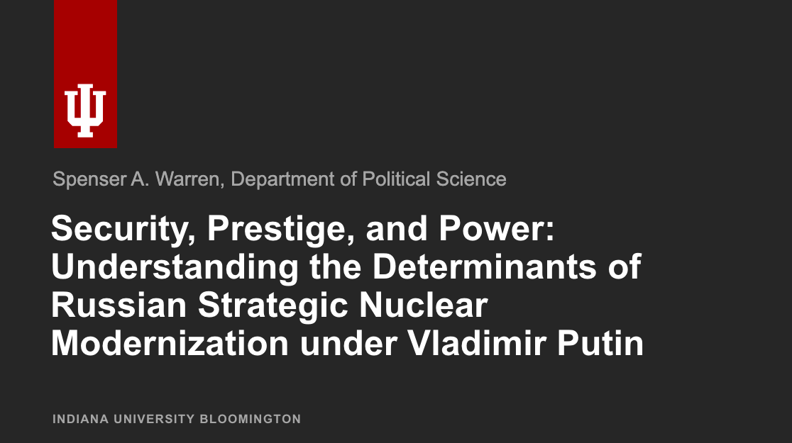 SpenserAWarren's tweet photo. Five years of grad school and 22 years of quality public education have come to a conclusion. Today I successfully defended my dissertation on Russian nuclear modernization since 1999. Over the next year I will be working on turning the dissertation into a book project. https://t.co/W0eDCZ2lqW