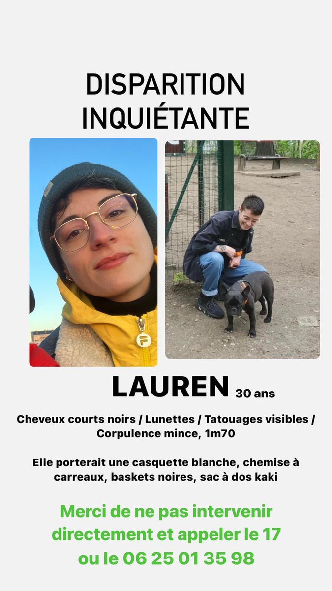 lecoindeslgbt's tweet photo. À la demande de ses proches, je partage ceci. Lauren a disparu en région parisienne. https://t.co/KOGIqleQOs