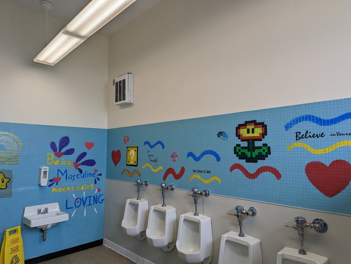 ElementaryNixon's tweet photo. Wow! Thank you @DePaulU Egan office for connecting us with the Vincentian Service Day! Our students LOVE the new decor in their bathrooms! https://t.co/6nWDwja2OV
