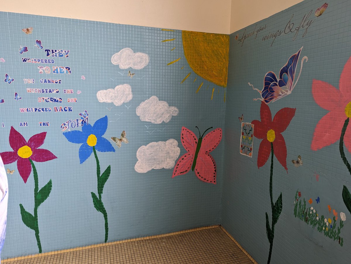 ElementaryNixon's tweet photo. Wow! Thank you @DePaulU Egan office for connecting us with the Vincentian Service Day! Our students LOVE the new decor in their bathrooms! https://t.co/6nWDwja2OV
