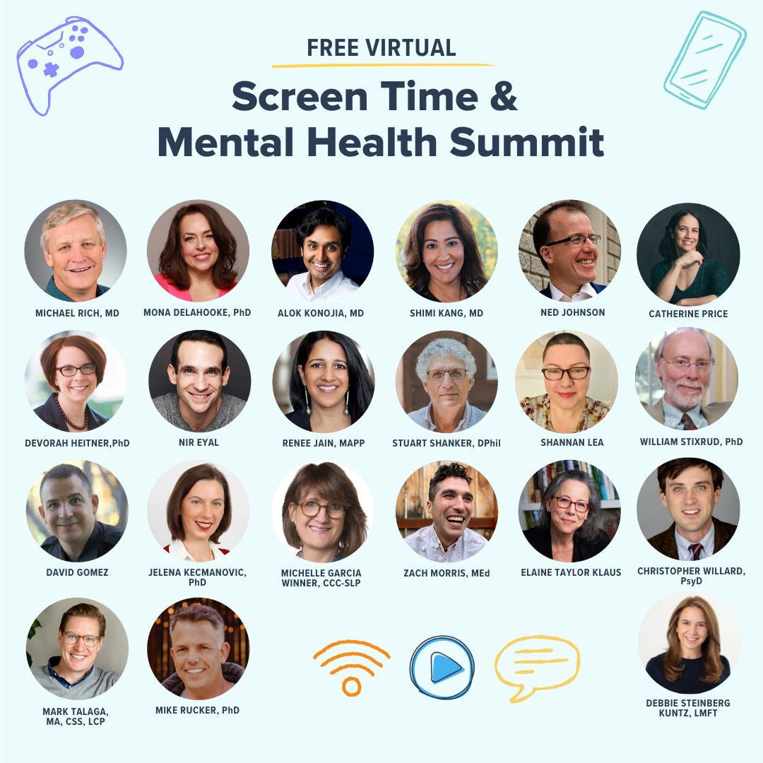 SummitCenter's tweet photo. Does your child spend too much time on screens? Is it interfering with their mental health? Check out this FREE Screen Time &amp; Mental Health Summit featuring amazing guest speakers starting next Monday! Save your virtual spot now. https://t.co/i4tavq9P0f https://t.co/FQwiv8Ln1w
