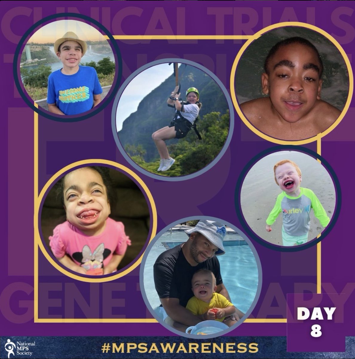 #MPSAwareness: Day 8 -- Do MPS/ML have cures? No. But we have treatments! ERT is approved for MPS I, II IVA, VI & VII. For some, bone marrow or stem cells transplants can be an option. Gene editing & gene therapy clinical trials show promise. Our smiles show hope for cures!