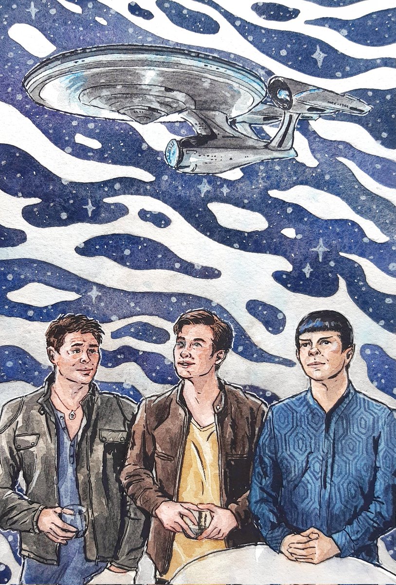 pityroadart's tweet photo. My painting for the @AOSRenaissance zine! It was joy to be part of the zine along with so many other incredible contributors, and I'm v pleased with how this piece turned out // ink, watercolour, and coloured pencil on Arches cp, A5 size
#aosr #aosrenaissance #startrekaos https://t.co/XHFldFYriM
