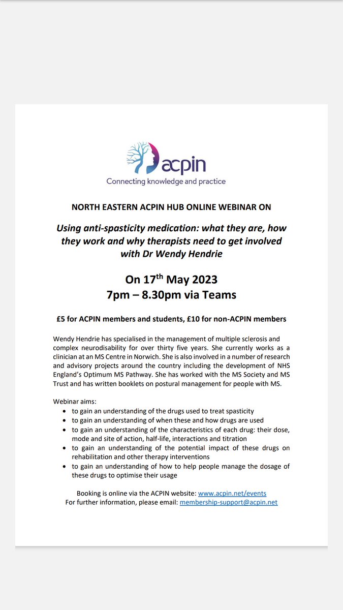 Our next online webinar 👇👇acpin.net/events/using-a… @ACPIN_UK @thecsp #SpasticityManagement #NeuroPhysio #CPD @acpin_EA @KentACPIN @SouthEastACPIN @SouthTrentACPIN @MidlandsACPIN @WalesAcpin @ACPIN_SC @kareena_reehal