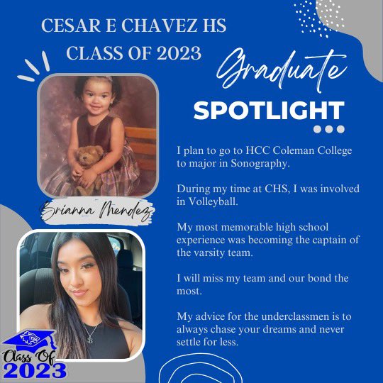 The @_CHS_Counselors &amp; <a href="/ChavezHS_2023/">Chavez Class Of 2023</a>  are Proud to Spotlight our upcoming Graduates as we celebrate their hard work and academic accomplishments 🎓🐺📚 #LobosLeadTheWay #UnforgettableCO2023