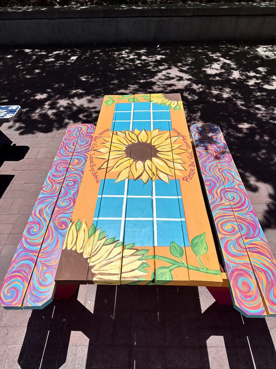 downtown_reno's tweet photo. Putting the finishing touches on some of our seating for our first Downtown Tuesdays event tomorrow! Painted by the talented Nicole Medrano. 

Join us tomorrow, May 9, and the second Tuesday of each month, from 5-9 pm at Partnership Plaza located at 40 E. 4th Street for live music, food / drink / desert trucks and yard games. Free parking at The Row and the Arch Lot (off Virginia St. between Plaza and 4th.) 

Bite Me Food Truck Nv
Bone Appetit Bar-b-Que Grill
Kona Ice of South Reno
Battle Born Beer
Flutes on Tap

Artist:
Rachel McElhiney 

Sponsored by:
Pacific Development